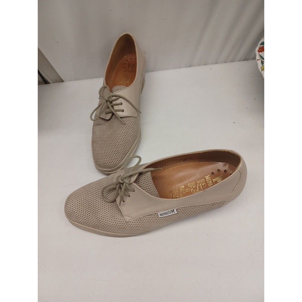 Mephisto Womens Leather Oxford Shoes Tan Beige US 9 EUR 6.5